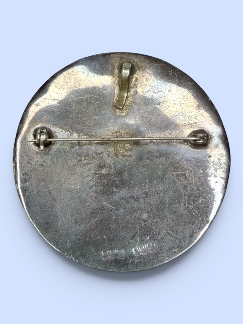 Silver Aztec Sun Calendar Brooch Pendant Round Highly Detailed Marked Silver - Picture 4 of 7